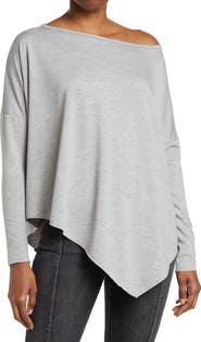 GO COUTURE Assymetrical Hem Dolman Sleeve Sweater
