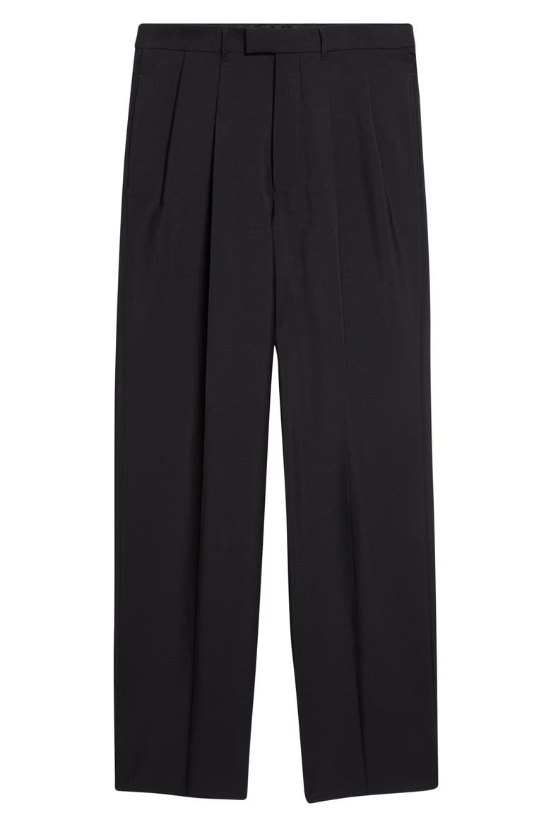 Double Pleat Wool & Mohair Trousers, Main, color, BLACK
