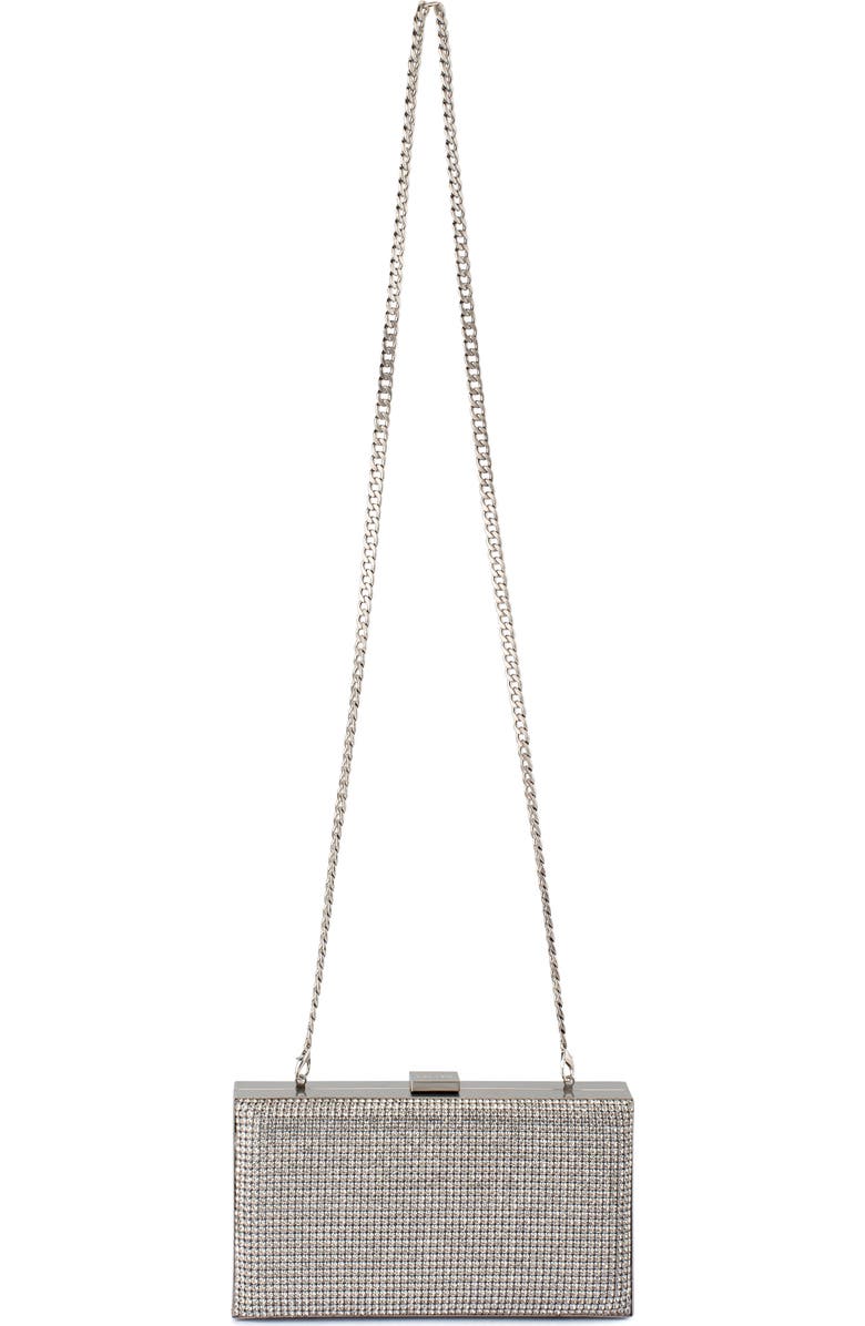 Olga Berg Stef Crystal Box Frame Clutch, Alternate, color, Silver