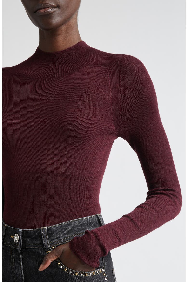 Merino Wool Blend Rib Sweater, Alternate, color, BURGUNDY