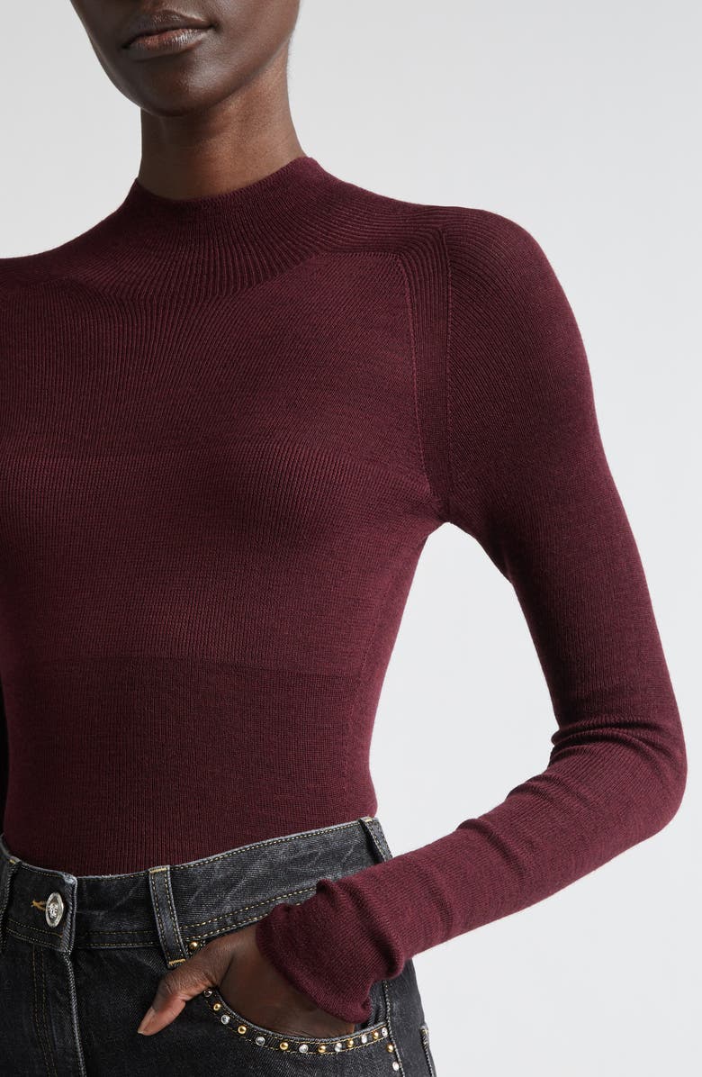 Versace Merino Wool Blend Rib Sweater, Alternate, color, Burgundy