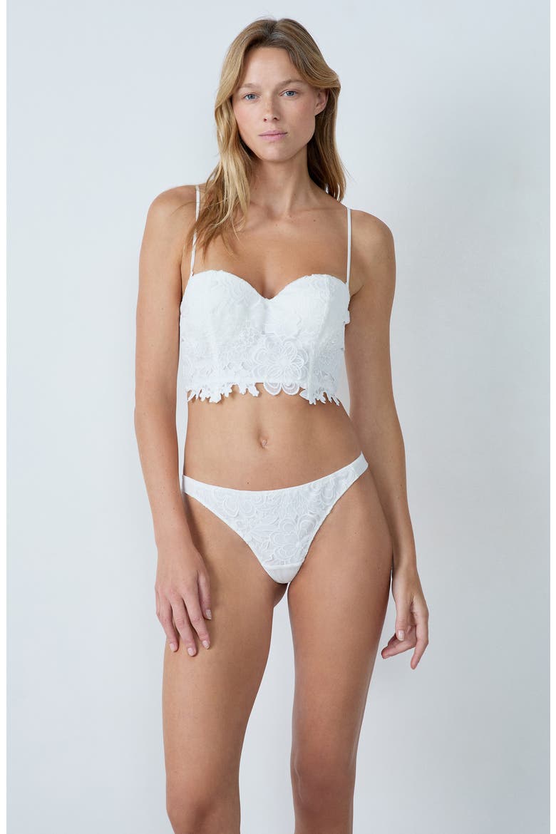 Promesse Embroidered Bustier, Alternate, color, ECRU