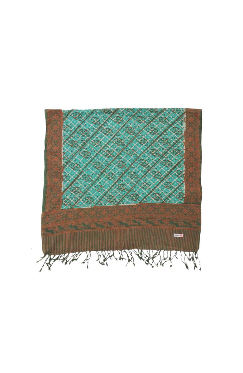 Kasih Co-op Handmade Batik Scarf, Alternate, color, Leaf Grid
