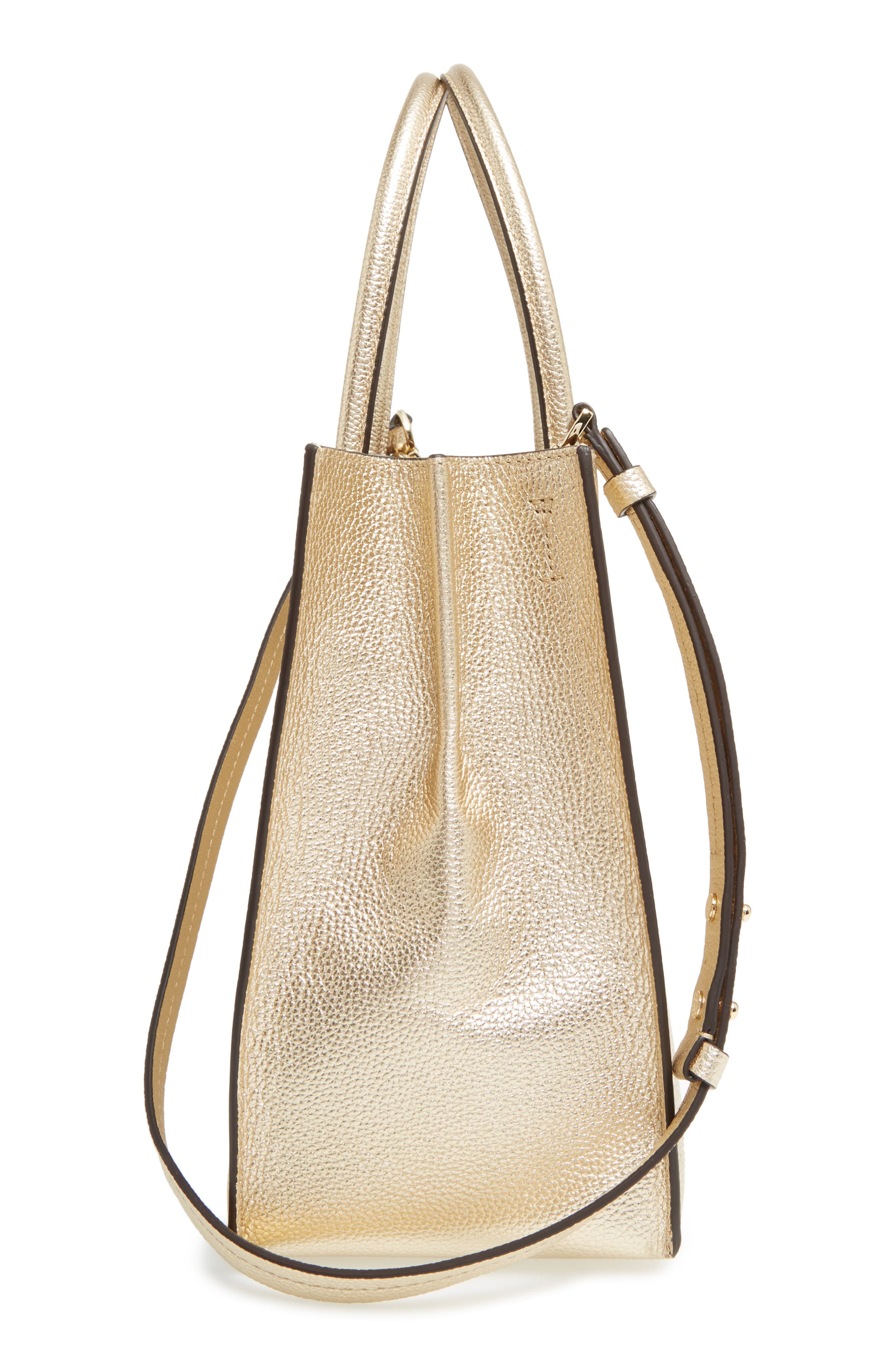Large Mercer Metallic Leather Tote, Alternate, color, PALE GOLD/ GUNMETAL