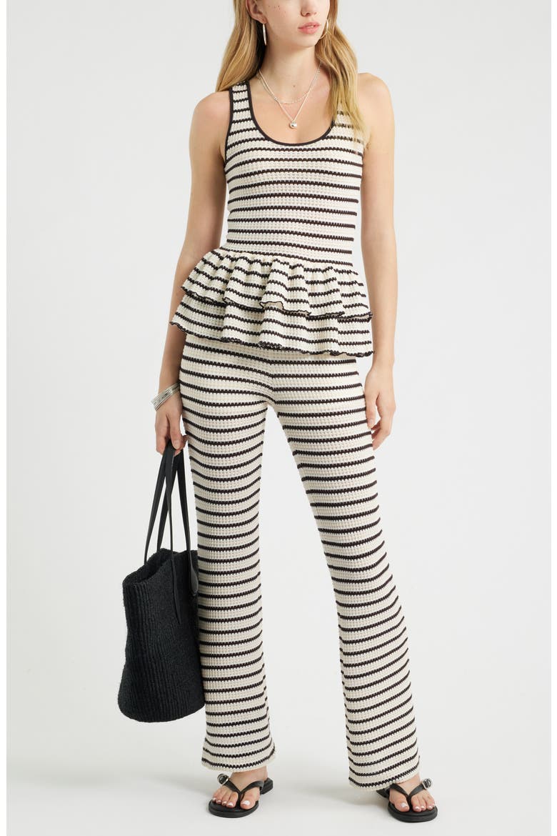 Striped Knit Straight Leg Pants, Alternate, color, IVORY- BROWN STRIPE