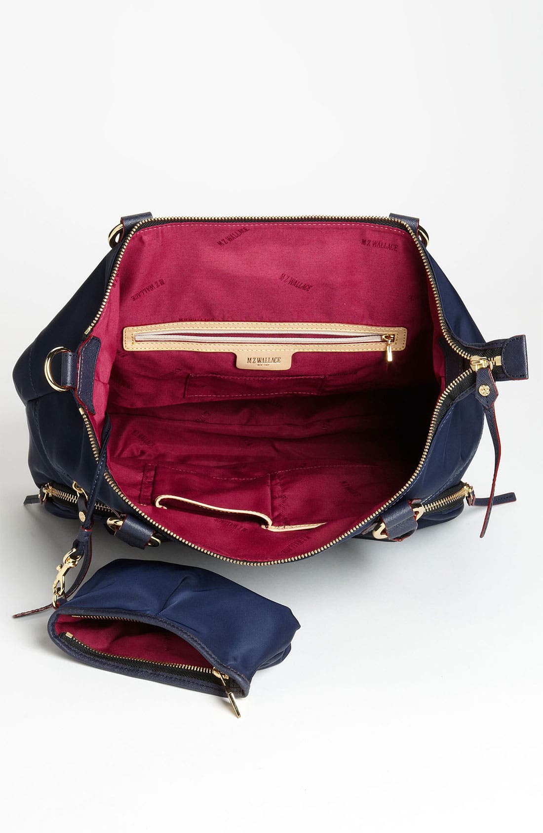 'Belle' Bedford Nylon Tote, Alternate, color, NAVY BEDFORD WITH SAFFIANO