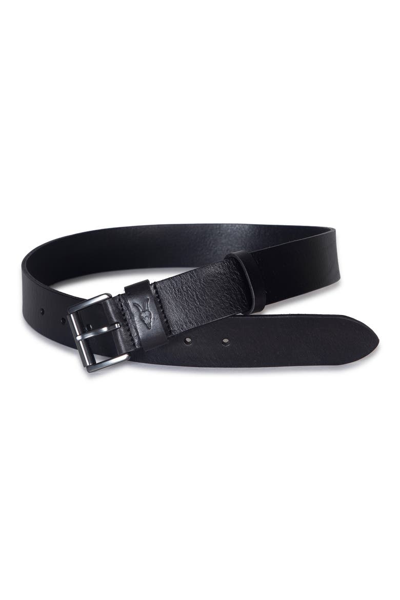 Distressed Milled Leather Belt, Alternate, color, BLACK