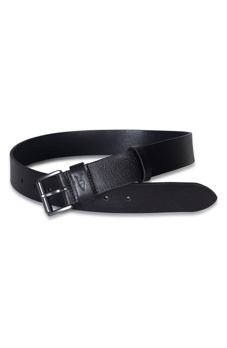 AllSaints Distressed Milled Leather Belt, Alternate, color, Black