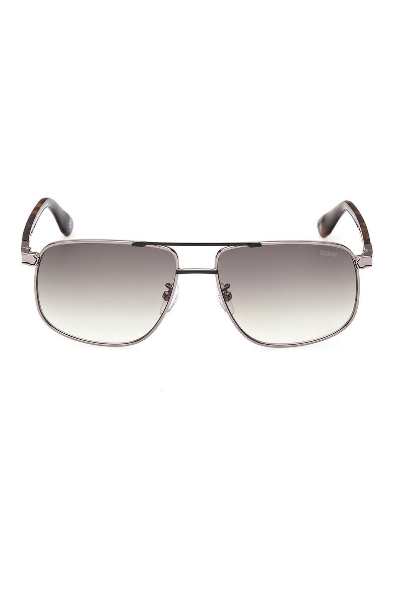 57mm Square Sunglasses, Main, color, SHINY PALLADIUM/ GRADIENT GRN