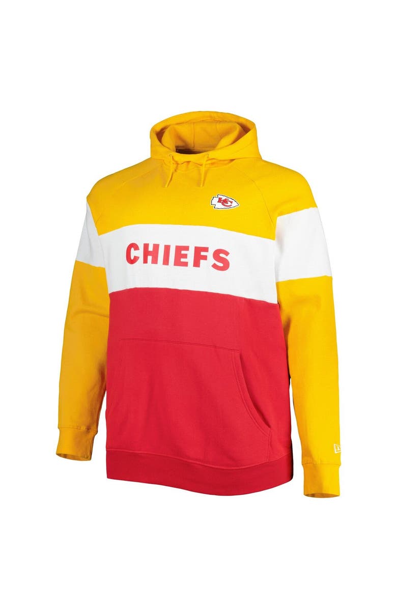 New Era Men's New Era Red/Gold Kansas City Chiefs Big & Tall Current Colorblock Raglan Fleece Pullover Hoodie, Alternate, color, Red