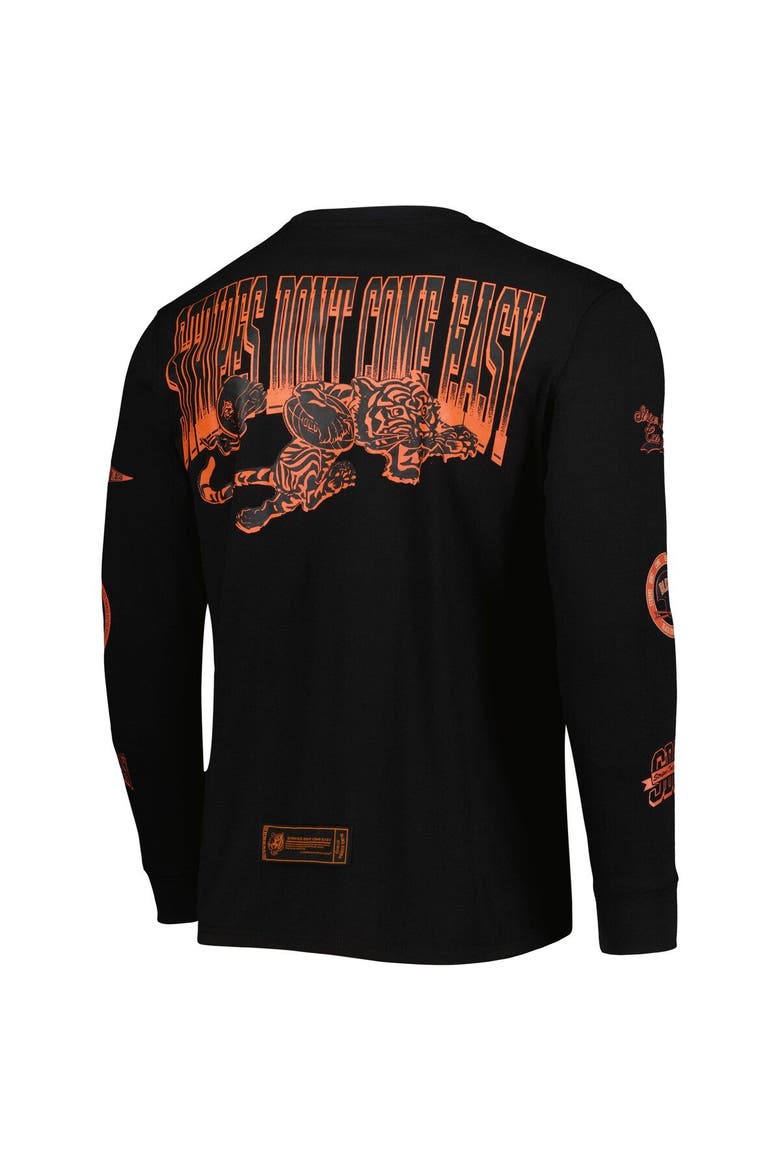 Unisex Black Cincinnati Bengals x BlaCkOWned Stripes Don't Come Easy Long Sleeve T-Shirt, Alternate, color, Black