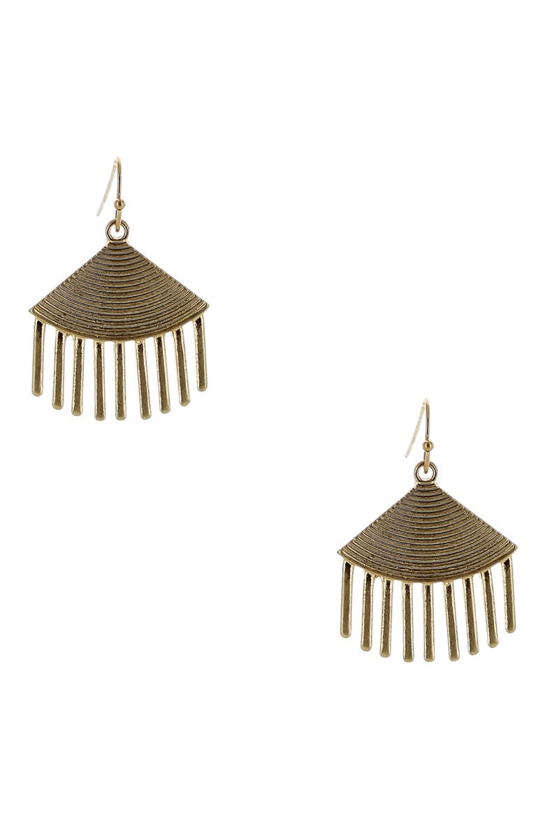 Kandra Textured Fan Drop Earrings, Main, color, WORN GOLD