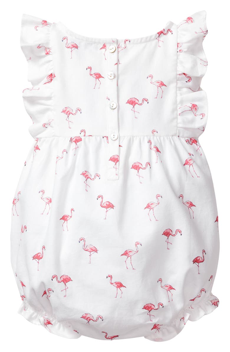 Petite Plume Ruffle Trim Cotton Blend One-Piece Pajamas, Alternate, color, White