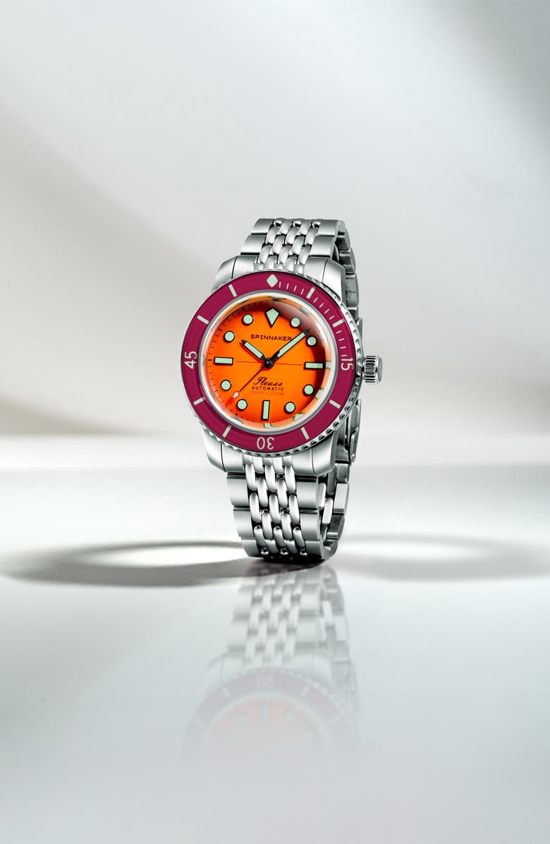 SPINNAKER Fleuss 40 Sunset Amber Automatic Bracelet Watch, 40mm, Alternate, color, 