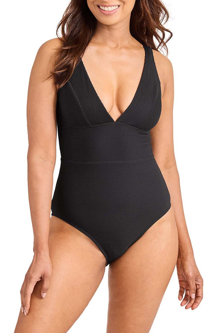 Ocean Point One-Piece Swimsuit, Main, color, BLACK