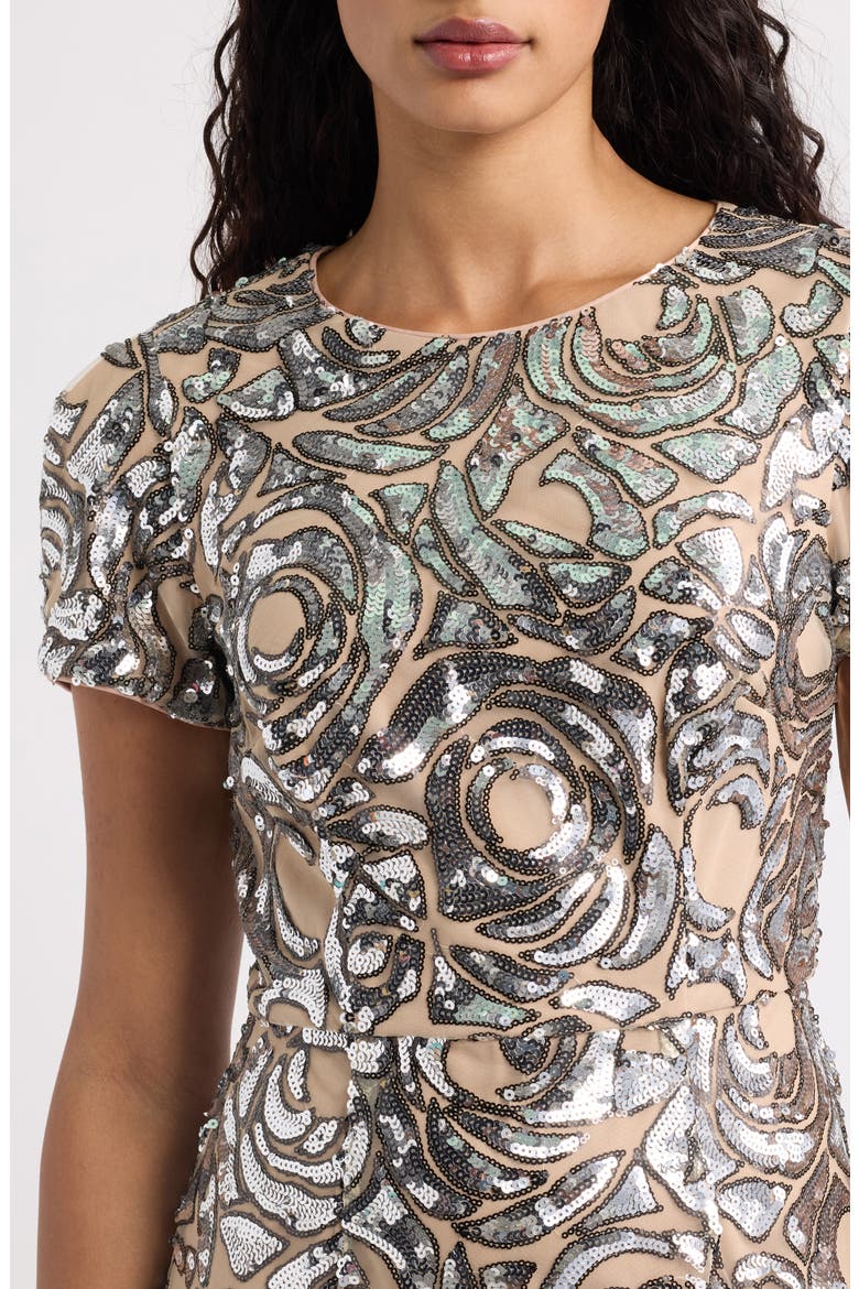 Rose Sequin Gown, Alternate, color, SILVER
