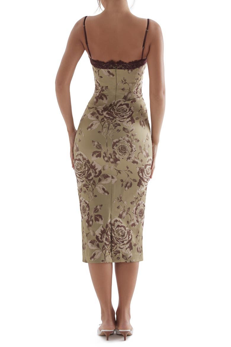 Cassia Lace Corset Midi Dress, Alternate, color, OLIVE