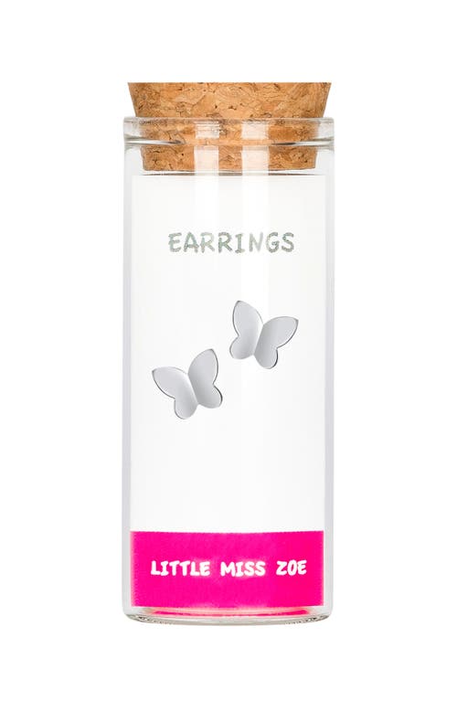 Little Miss Zoe Silver Butterfly Stud Earrings
