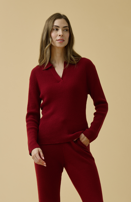 Kip. Kip Merino Cashmere Lounge Sweater In Red