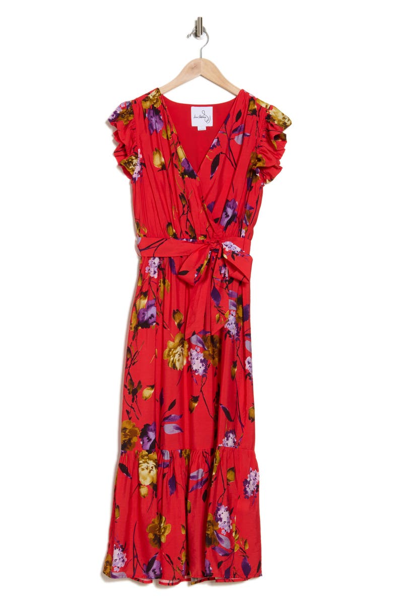 Sam Edelman Violet Twig Cap Sleeve Wrap Maxi Dress, Alternate, color, 