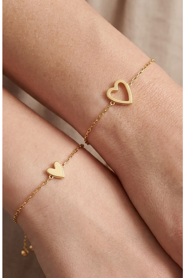 Perfect Fit Heart Bracelet Set, Alternate, color, Gold
