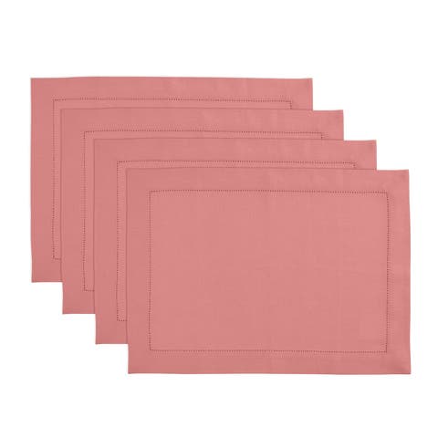 Linen Placemats Set of 4, 14 x 19" - Medium Weight Hemstitch