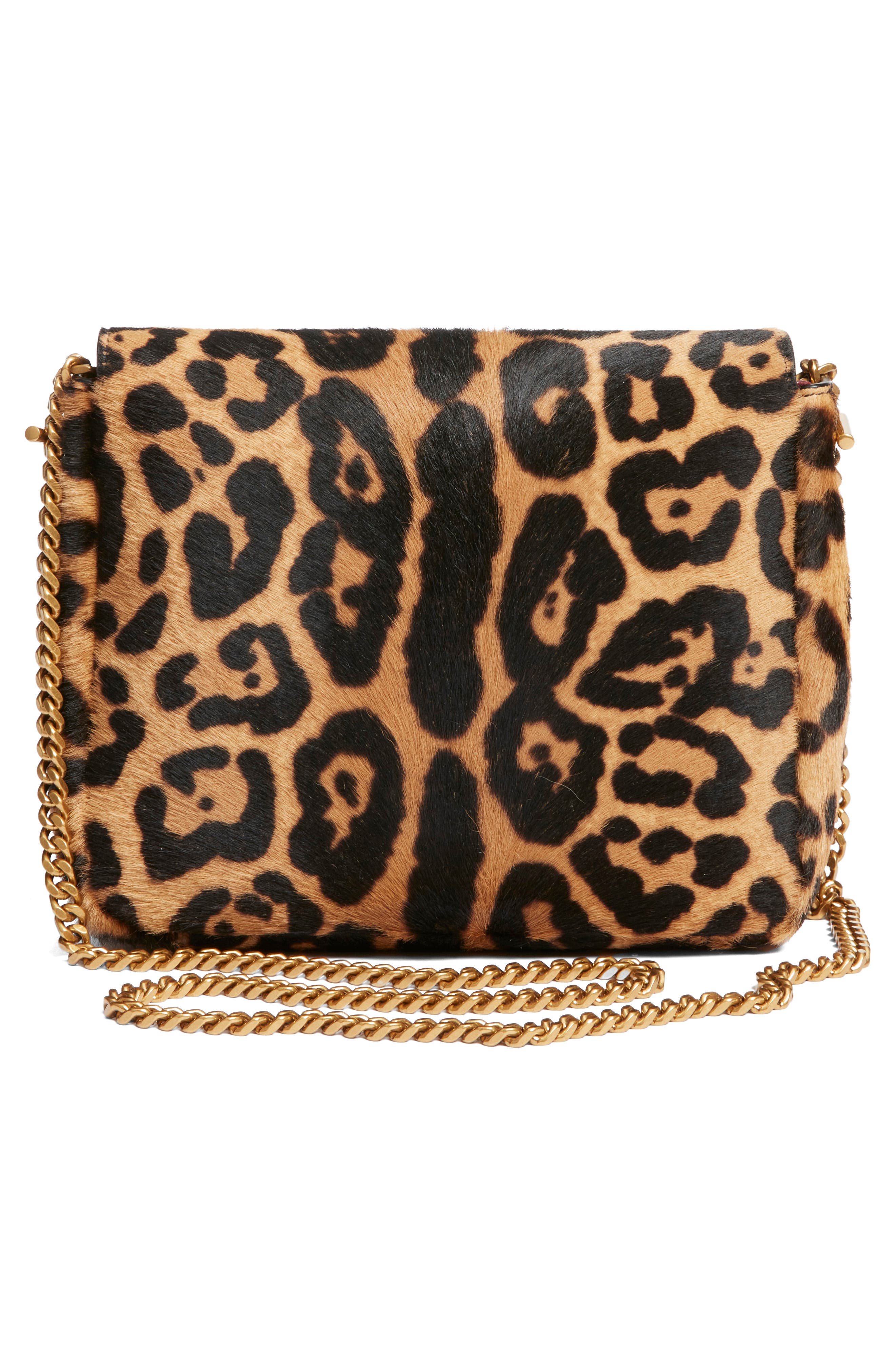 Saint Laurent Kate Genuine Calf Hair Supple Shoulder Bag, Alternate, color, Brown/ Noir