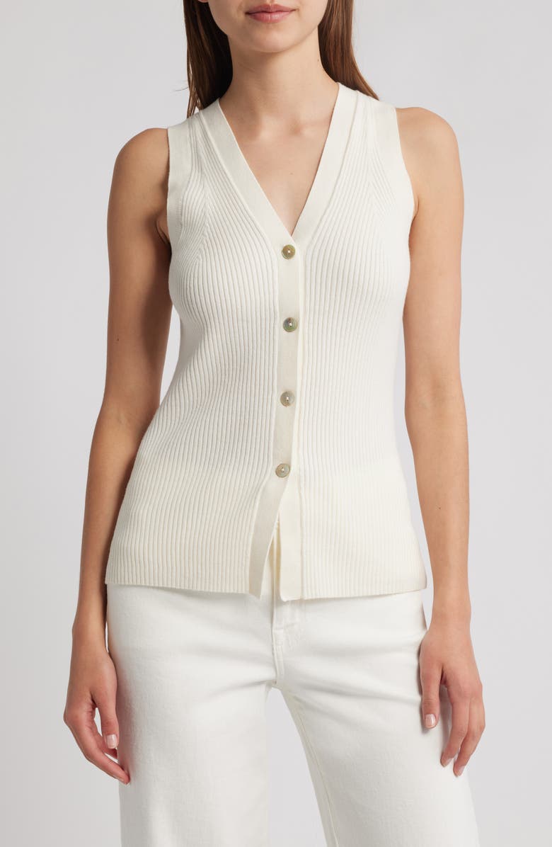 Rails Tatia Rib Button-Up Vest, Main, color, Ecru