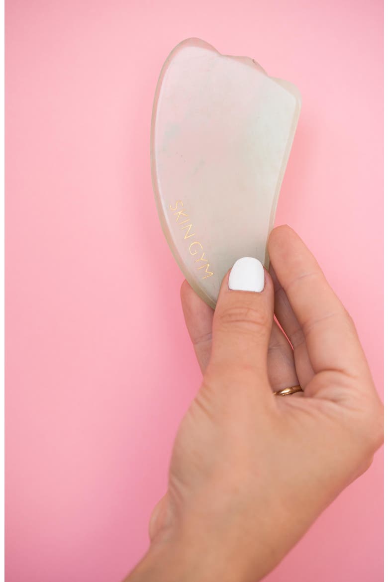 Rose Quartz Crystal Gua Sha Sculpty Facial Tool, Alternate, color, PINK