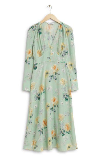 & OTHER STORIES & OTHER STORIES FLORAL PRINT LONG SLEEVE MIDI DRESS