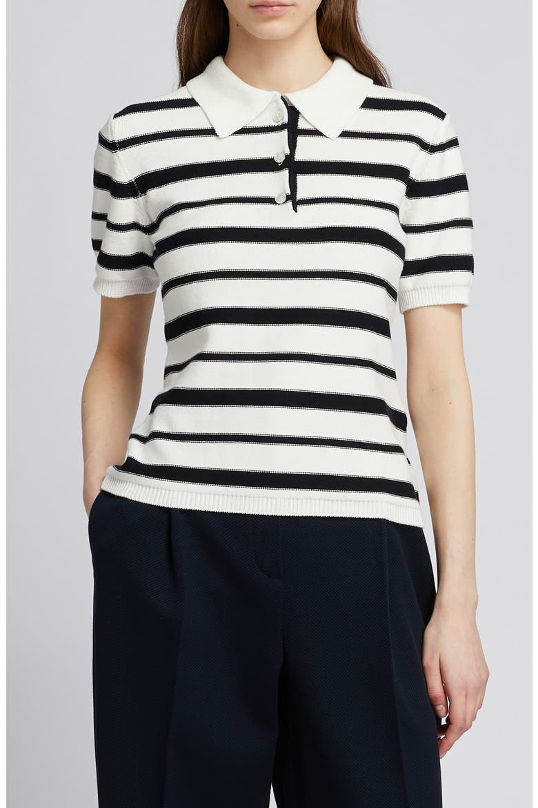 Carioca Stripe Polo Top, Main, color, OPTICAL WHITE