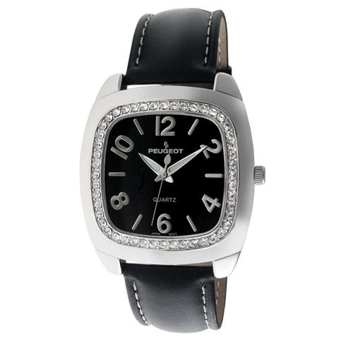 Boyfriend Crystal Bezel Leather Watch- 40MM