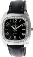Peugeot Boyfriend Crystal Bezel Leather Watch- 40MM