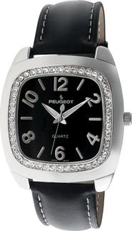Peugeot Boyfriend Crystal Bezel Leather Watch- 40MM