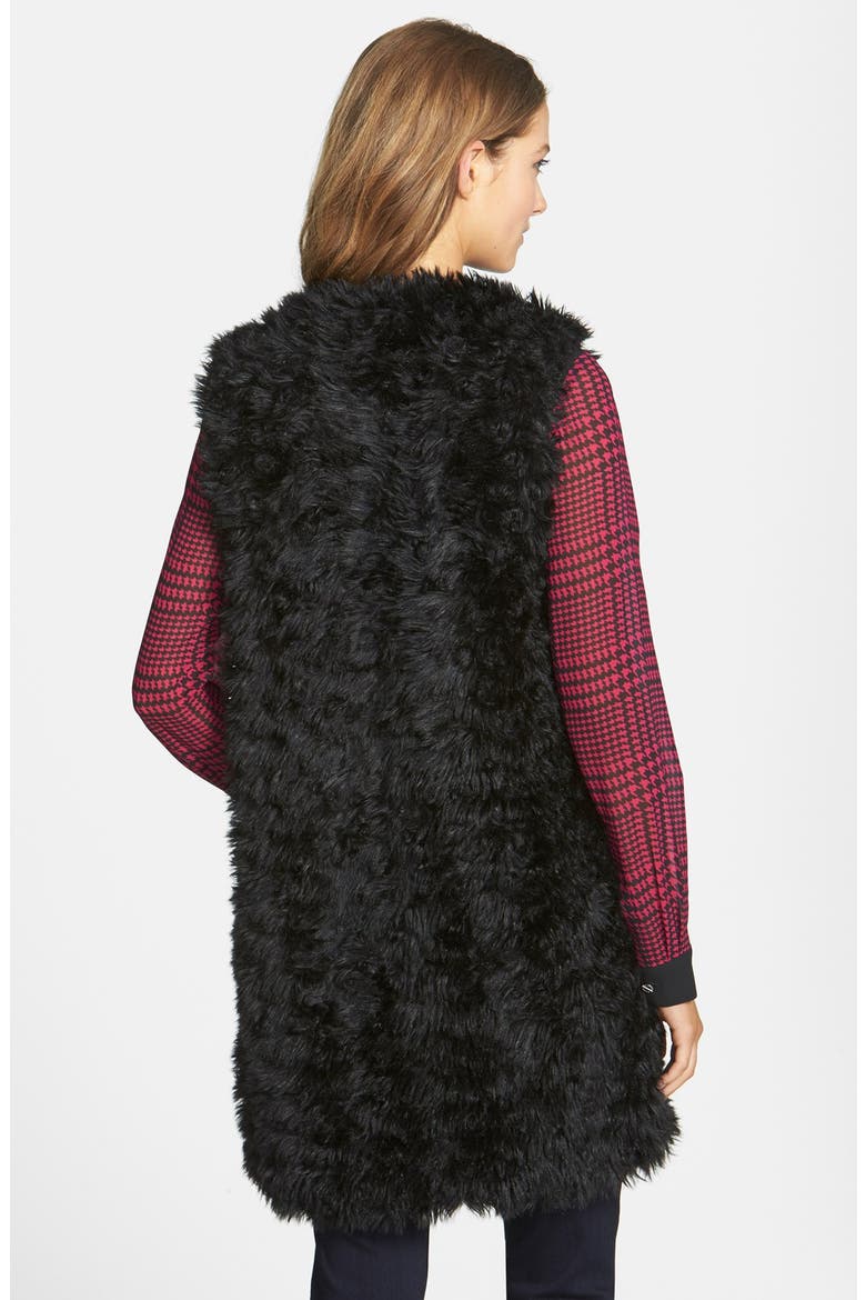 Long Faux Fur Vest, Alternate, color, BLACK