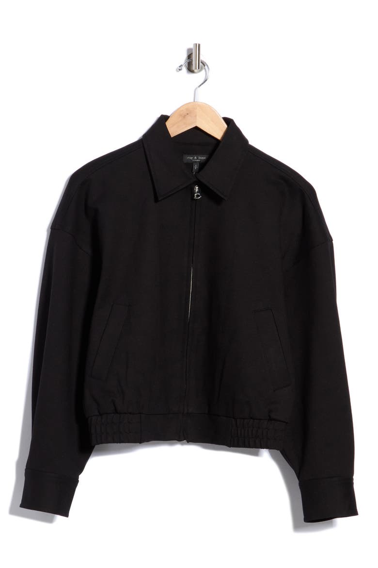Ellis Ponte Bomber Jacket, Main, color, BLACK