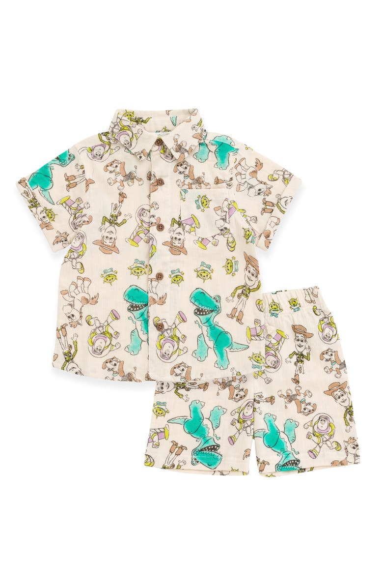 Disney Toy Story Button-Down T-Shirt & Shorts Set, Main, color, Button-Down Shorts Set