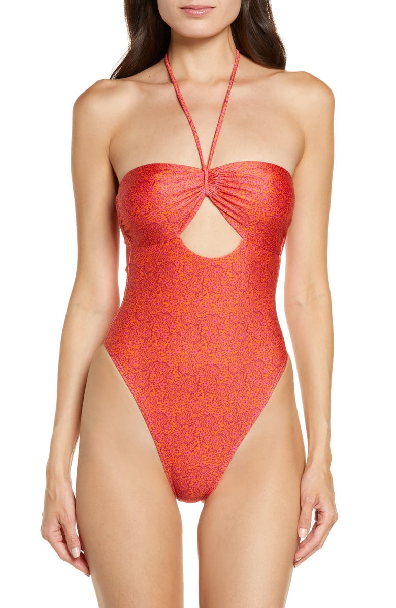 ViX Paula Hermanny Polly Miramas Cutout Halter Neck One-Piece Swimsuit, Alternate, color,