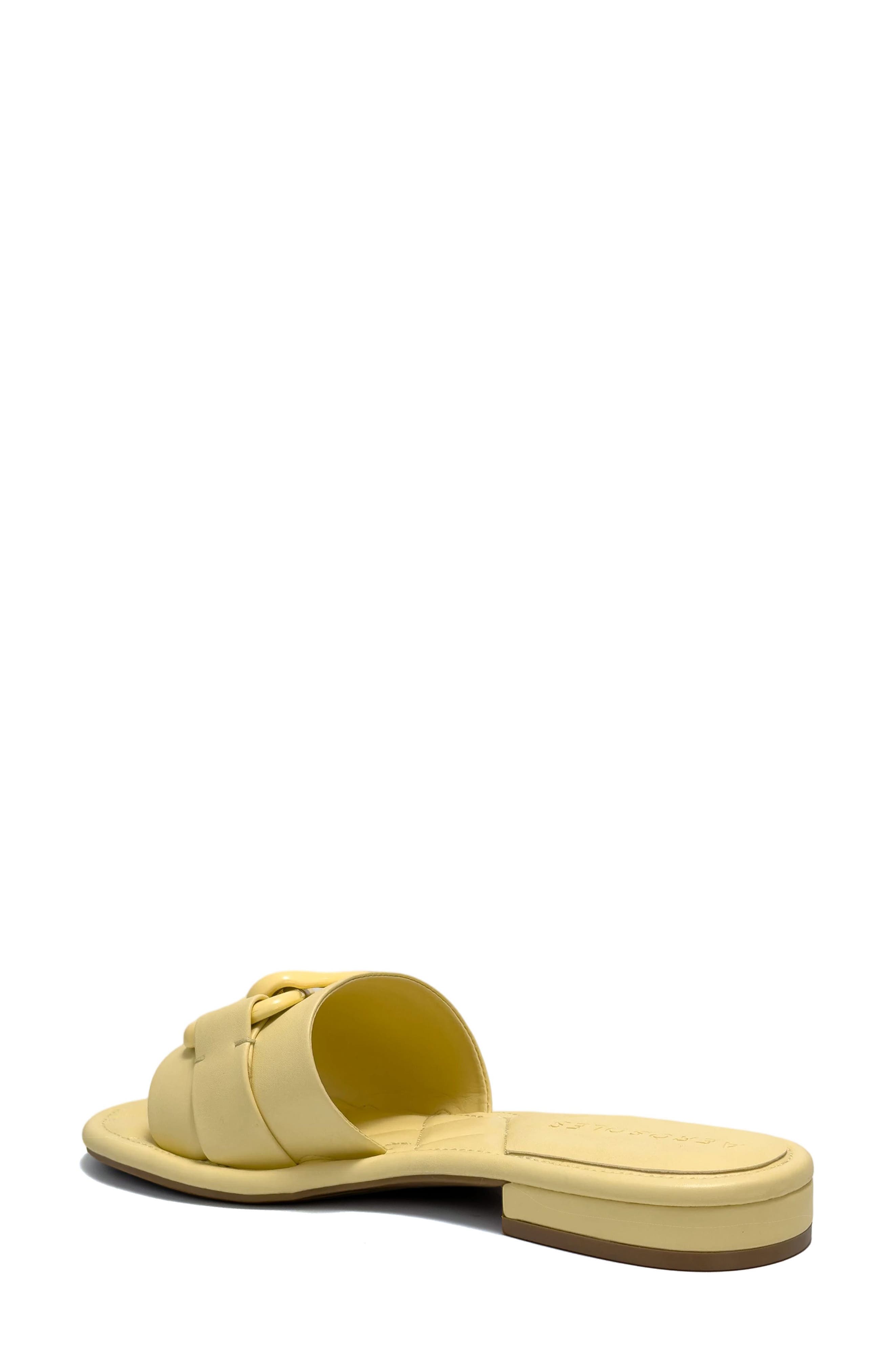Big Charm Link Slide Sandal, Alternate, color, YELLOW FAUX NAPPA