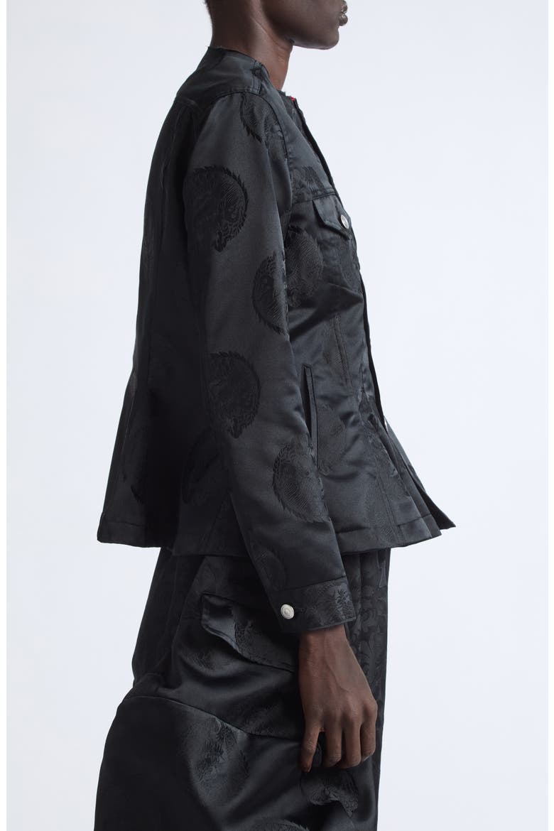 Dragon Jacquard Peplum Jacket, Alternate, color, BLACK