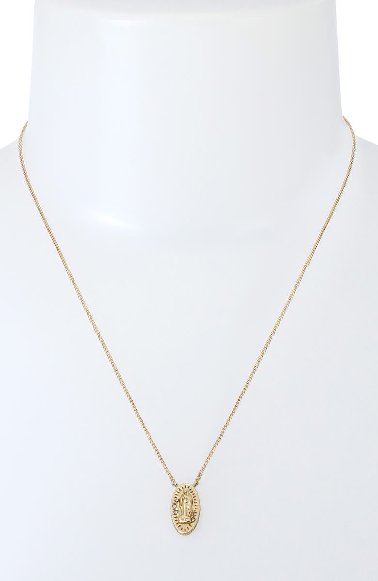 AllSaints Saint Pendant Necklace, Alternate, color,