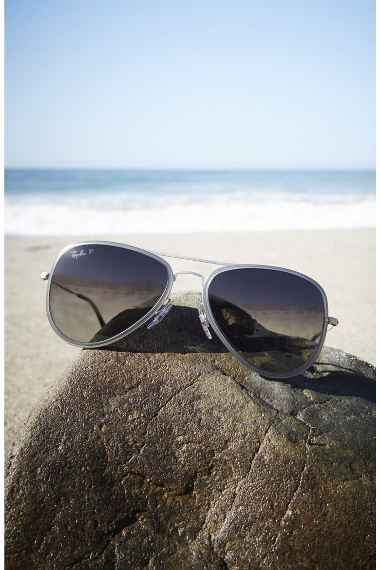 'Icon' 56mm Polarized Aviator Sunglasses, Alternate, color, SILVER MIRROR