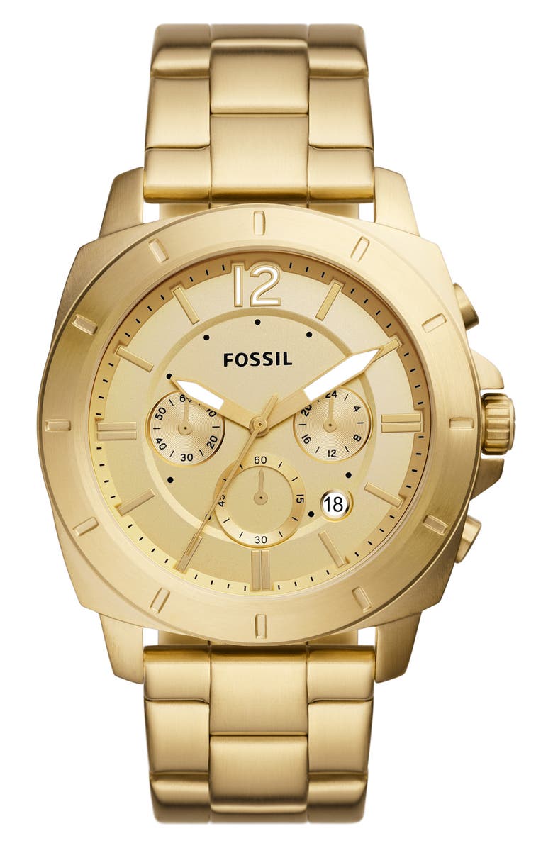 Fossil Privateer Sport Chronograph Quartz Bracelet Watch, 45mm, Main, color, Gold