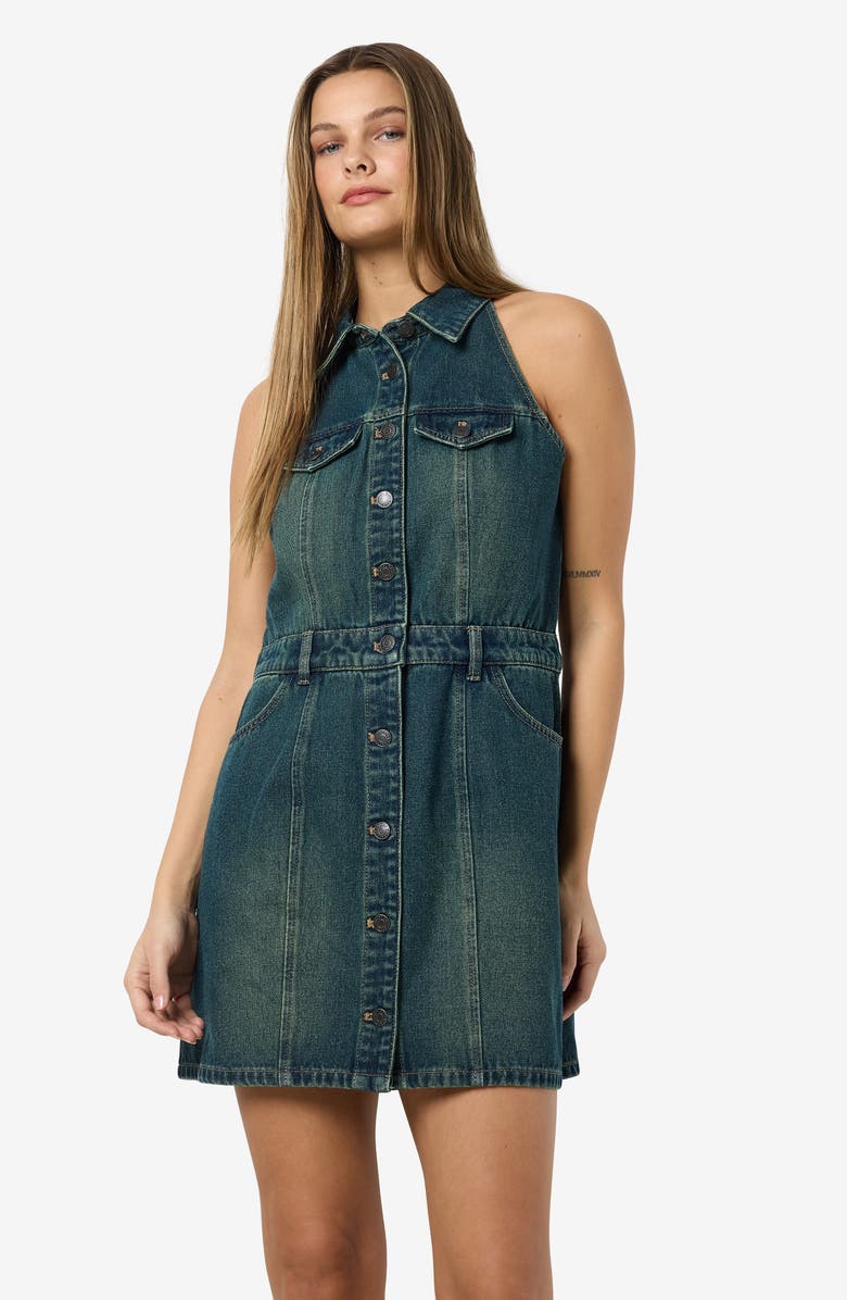 Noisy may Lardie Denim Shirtdress, Alternate, color, Dark Blue Denim