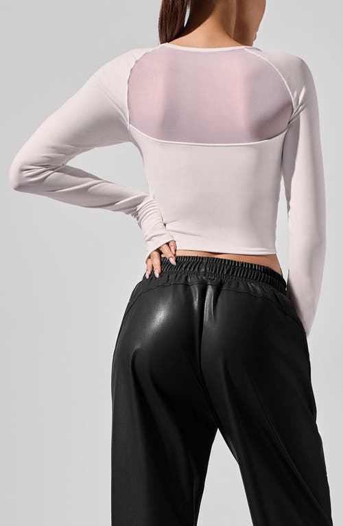 Heroine Sport Alba Mesh Crop Top In Neutral