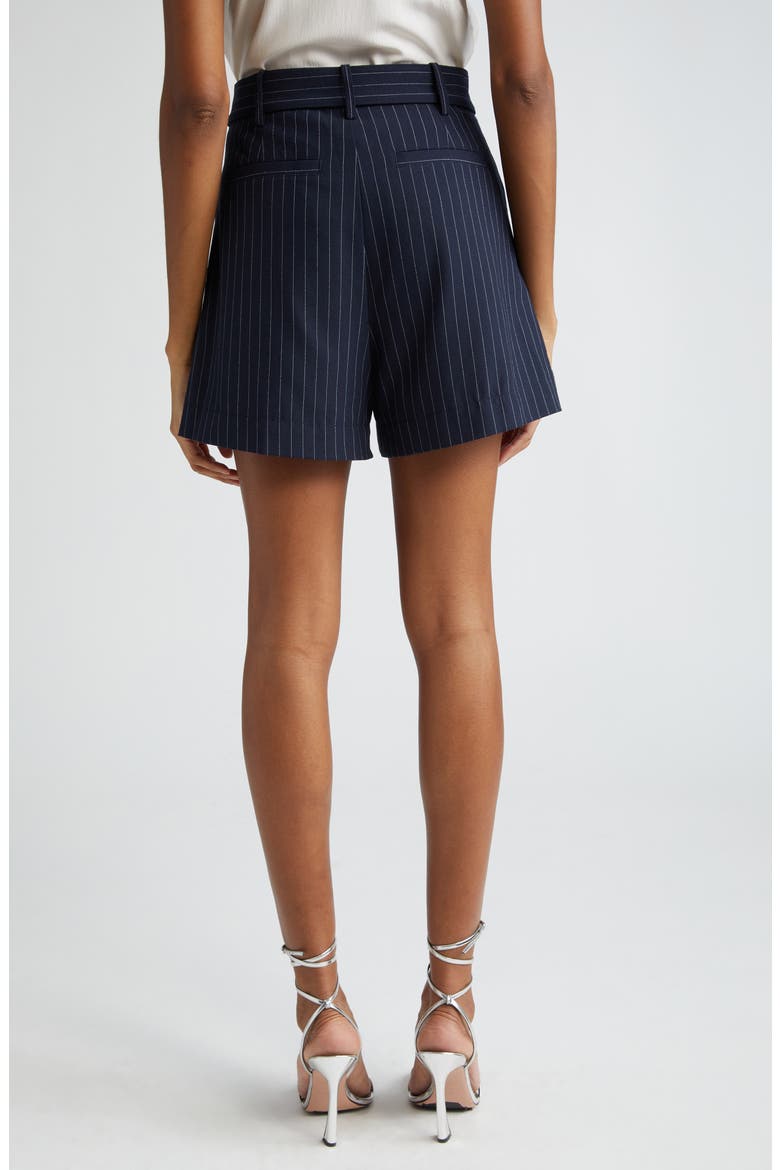 Rebecca Beaded Paisley Detail Pinstripe Shorts, Alternate, color, NAVY/IVORY