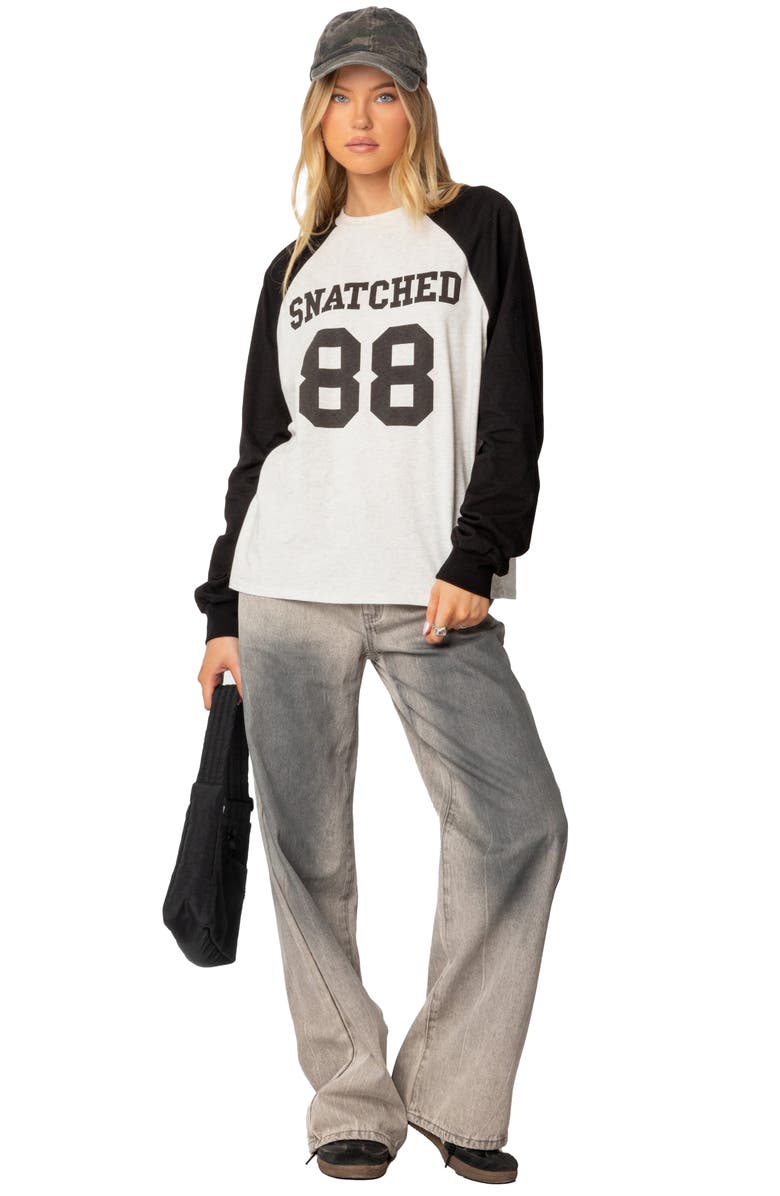 EDIKTED Snatched Oversize Baseball Graphic T-Shirt, Alternate, color, Gray-Melange