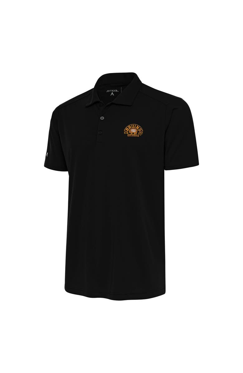 ANTIGUA Men's Antigua Black Boston Bruins 100th Anniversary Tribute Polo, Main, color,