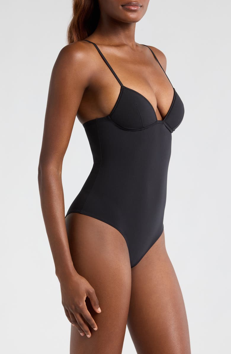 Fleur Du Mal Cupped Nonwire Bodysuit, Alternate, color, Black
