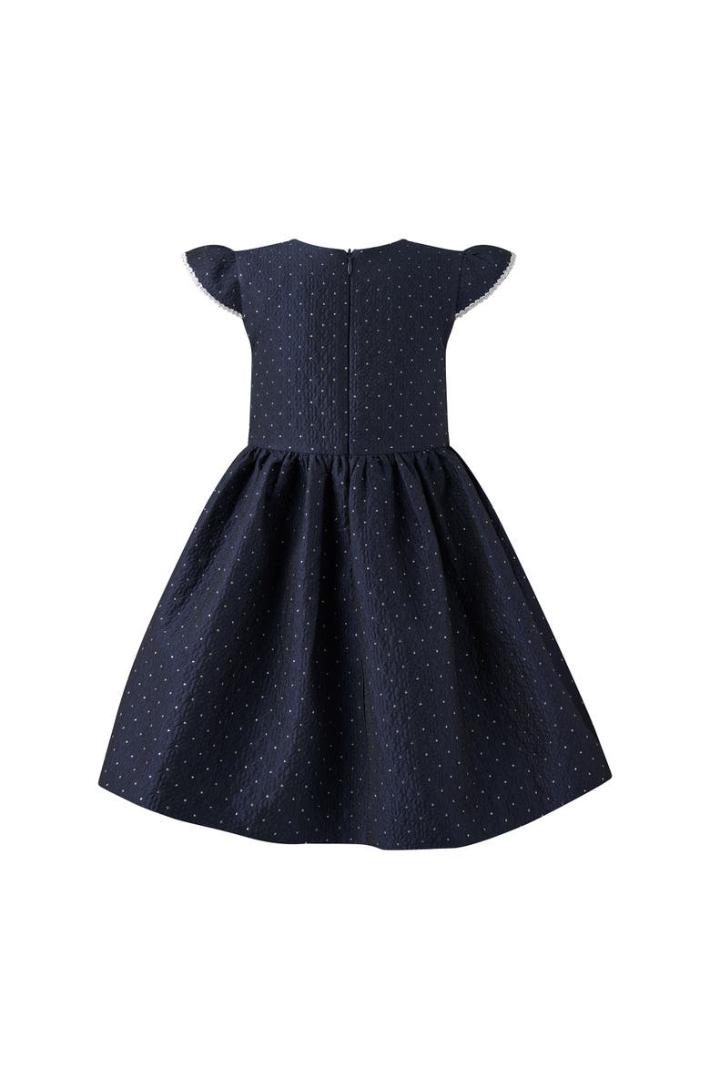 Rachel Riley Dot Damask Dress, Alternate, color, Navy